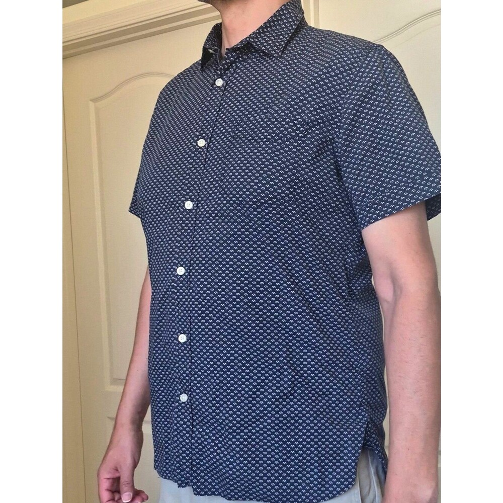 Banana Republic, Custom 078 Wash Shirt 100% Cotton Geometic Pattern Shirt Sz L